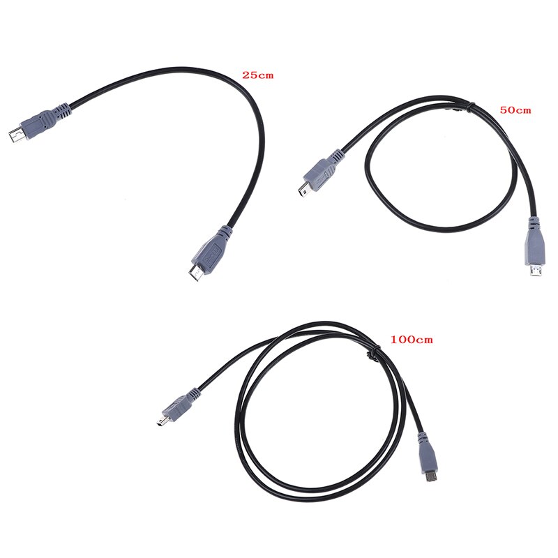 1Pc 25/50/100Cm Mini Usb Type B Male Naar Micro B Male 5 Pin Converter otg Adapter Lead Data Kabel