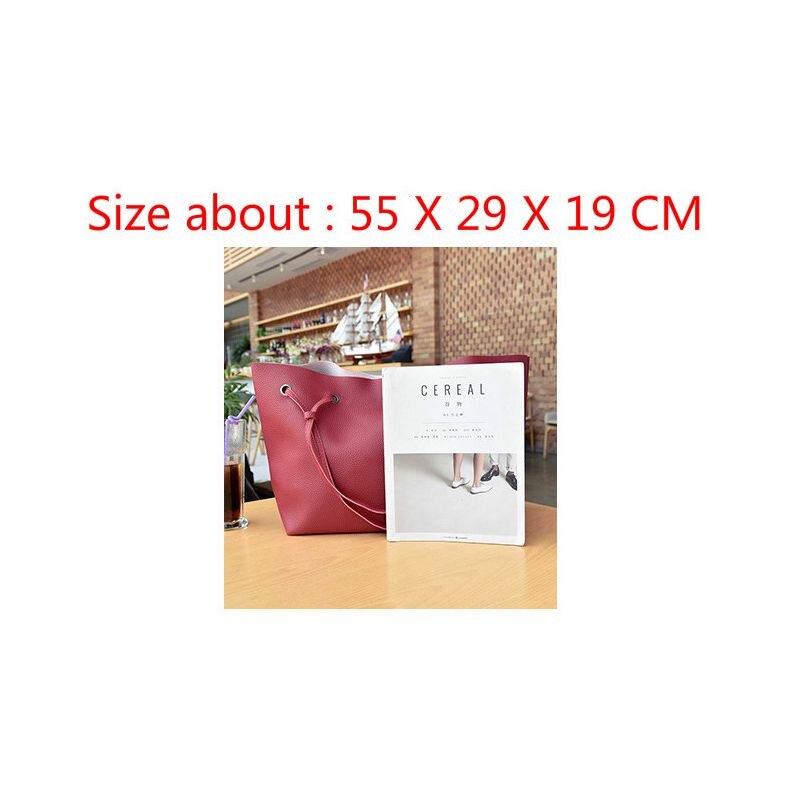 4Pcs Vrouwen Handtassen Purse Schoudertassen Casual Kwastje Tassen (Rood)