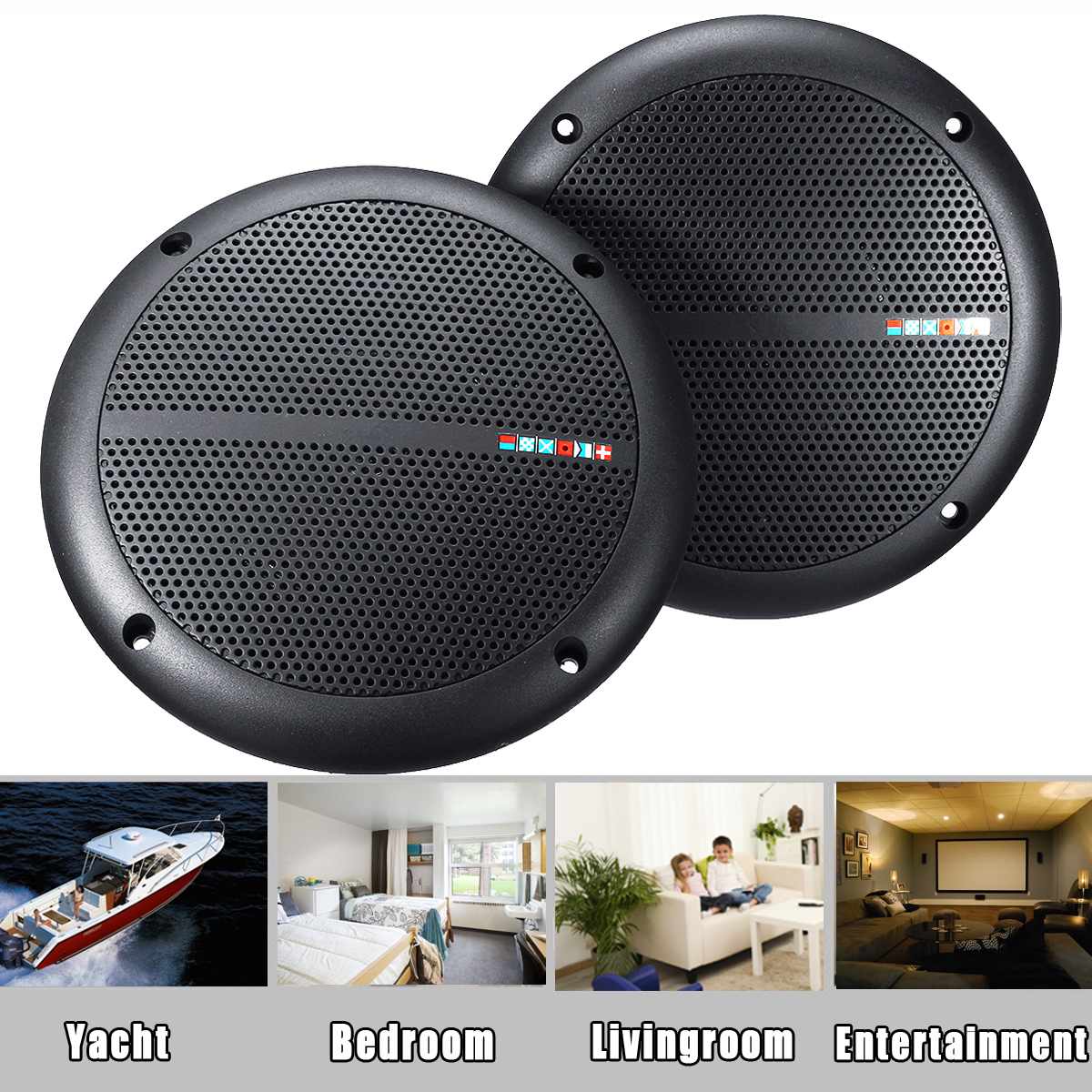 Pair Ceiling Speakers Waterproof Audio Stereo Compact Speakers 15W 7'' For Car Marine Boat ATV UTV