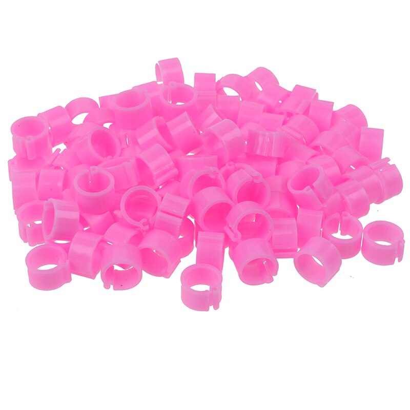 100Pcs Inner Diameter 8mm Pigeon Leg Poultry Dove Tiny Bird Parrot Clip Rings: Pink