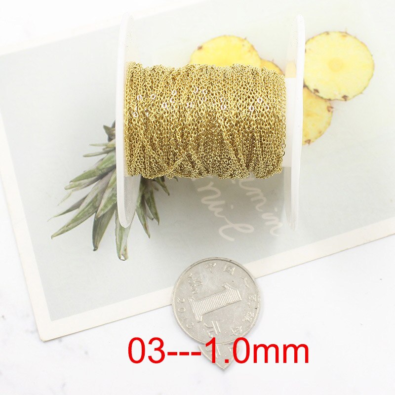 10 Yard/roll 1.0/1.5/2.0/2.5/3 millimetri In Acciaio Inox Piatto di Collegamento Catene Croce oro all'ingrosso Catena In Acciaio di Colore per DIYJewelry Fare Mestieri: gold 1.0mm