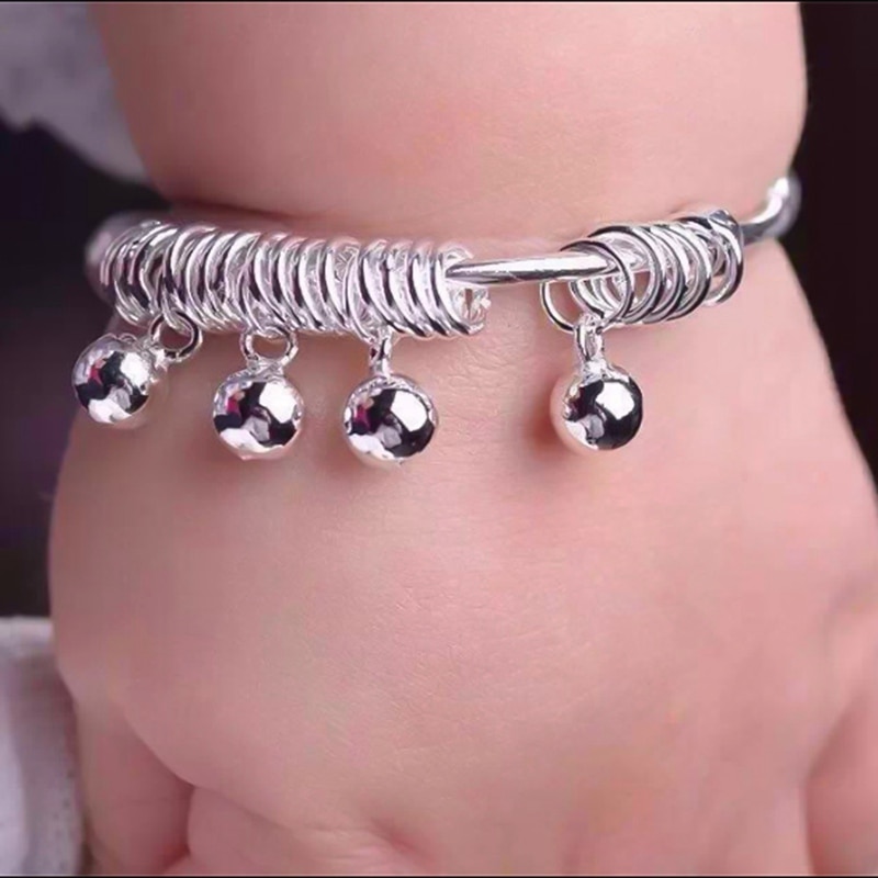 Children's Jewelry Bracelet Smooth Simple Bell Baby Bracelet And Anklet Newborn Birthday