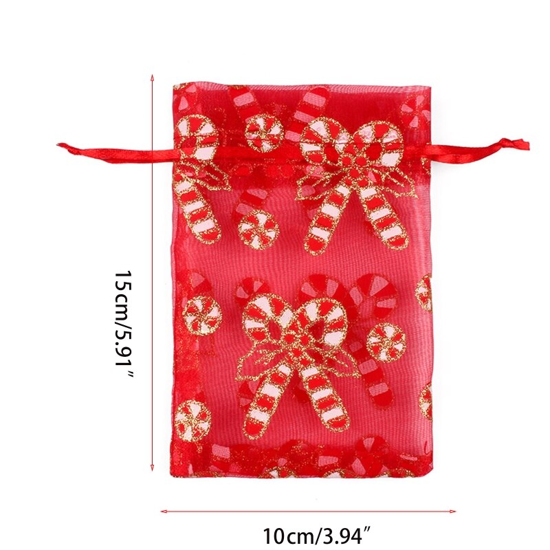 100 stuks kerst organza zakjes snoep doorschijnende zak sieraden bruiloft feest kerst verpakking display zakjes