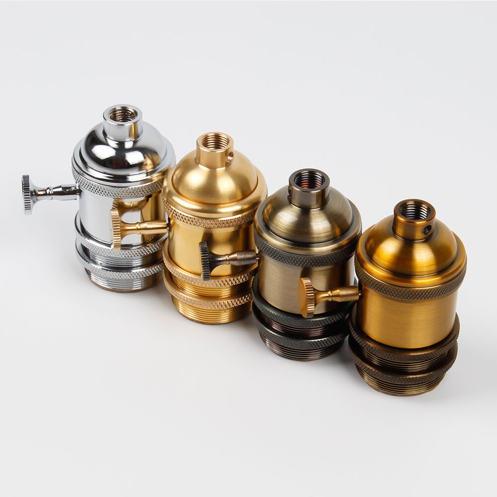 Lampesokkel  e27 industriell lampeholder skrue pæresokkel aluminium retro pendel armaturer luster lampeholdere armatur årgang diy