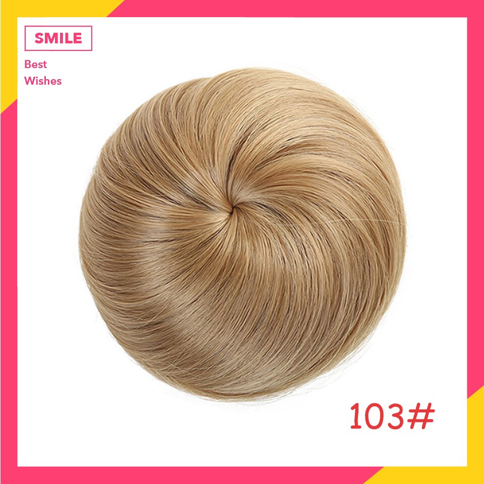 HUAYA Synthetic Straight Bun Hair Chignon Donut Roller Elastic Drawstring Hair Extensions Bun Heat Resistant Fiber Hairpieces: 103