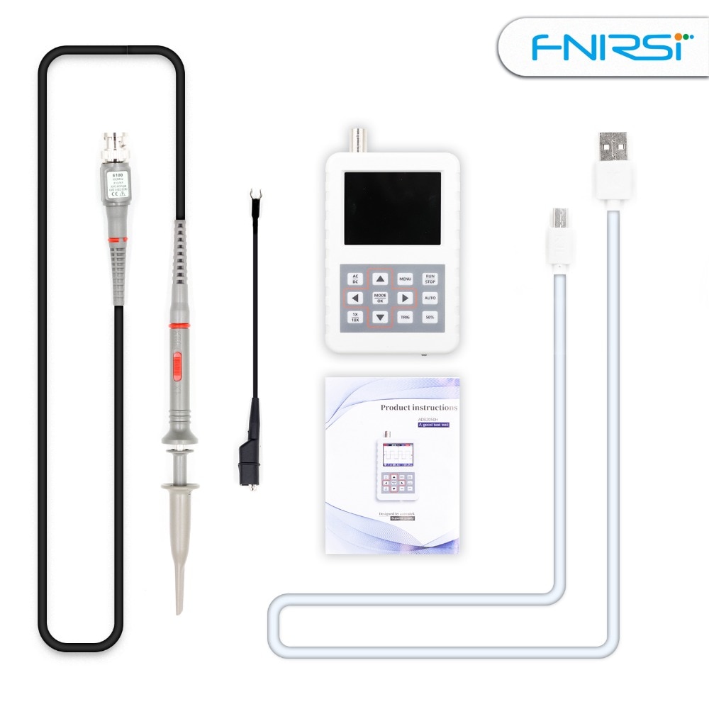 Dso fnirsi pro mini osciloscop digital portabil portabil 5m lățime de bandă 20 msps rata de eșantionare cu  p6100 sonde standard bnc