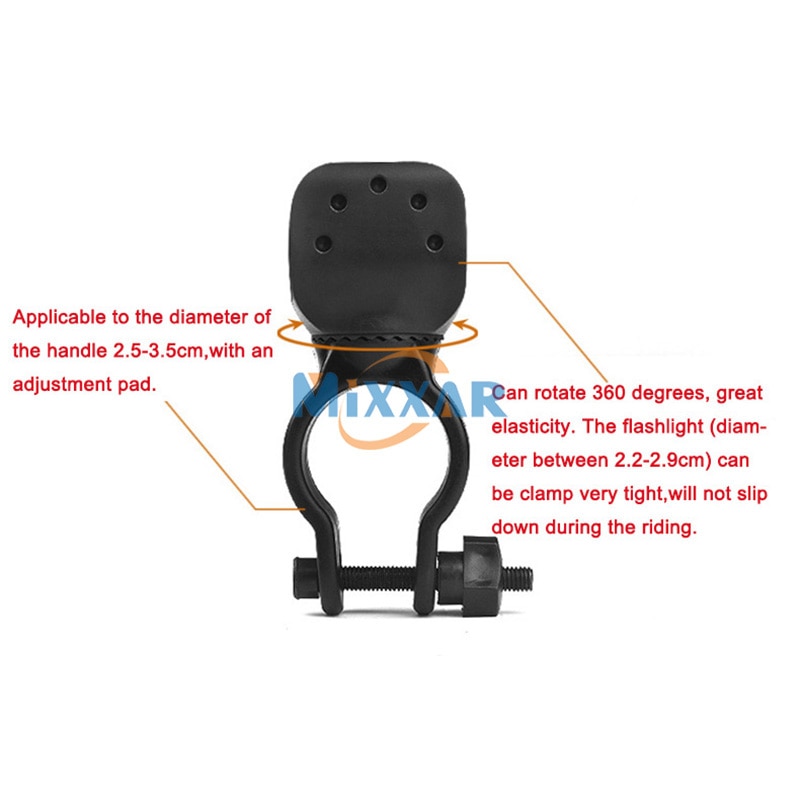 ZK50 led bicycle lights Torch Clip Clamp Universal 360 Swivel Bicycle Bike LED Flashlight Mount Bracket Holder