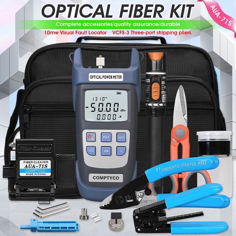 AUA-71S FTTH tool FTTH Fiber Optic Tool Kit with Fiber Optica Power Meter and 10mW Visual Fault Locator: -50 to 26dBm