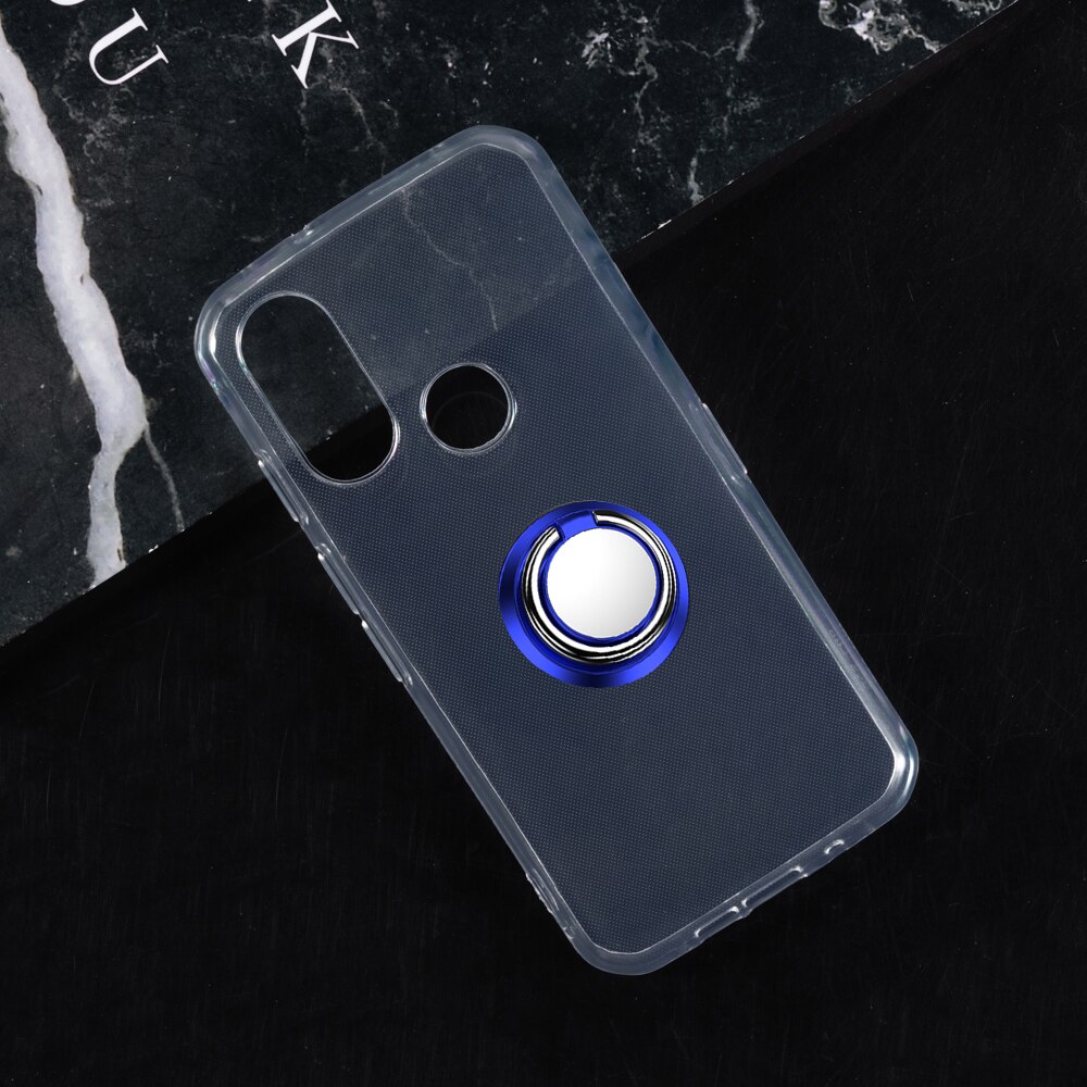 Metalen Ring Beugel Case Voor Kat S62 Pro Soft Soft Silicone Cover Voor Kat S62 Pro Couqe Fundas: Clear Blue Ring