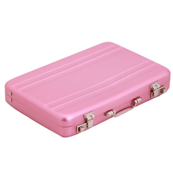 Business ID crédit porte-carte valise de voyage organisateur portefeuille étui de poche en aluminium boîte en métal: Pink