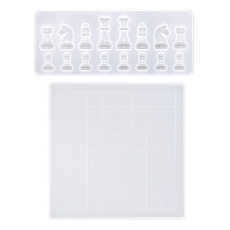 1 Set DIY Chess Board Crystal Epoxy Resin Mold Chess+Checkerboard Silicone Mould