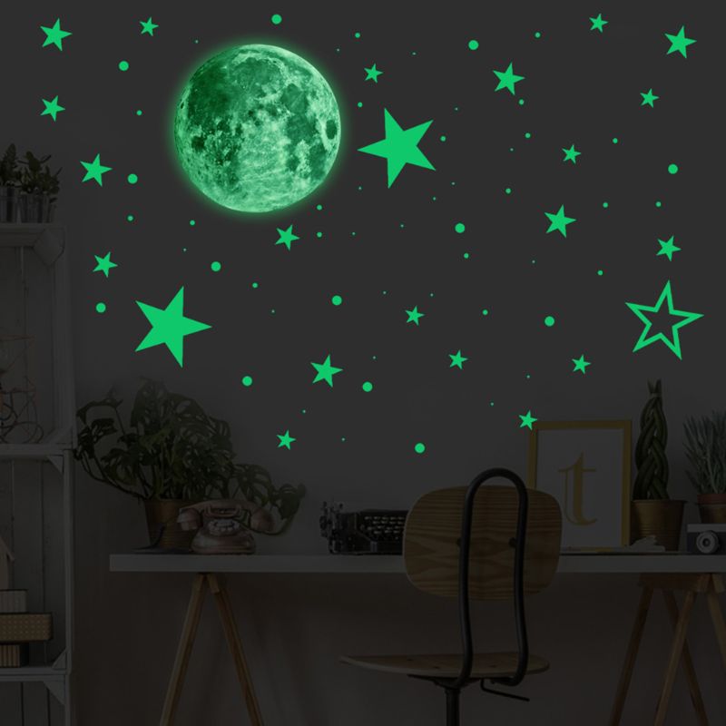 435Pcs Tl Muurstickers Lichtgevende Sterren/Maan/Sterren/Dots Voor Kid 'S Kamer Fluorescerende Muurstickers