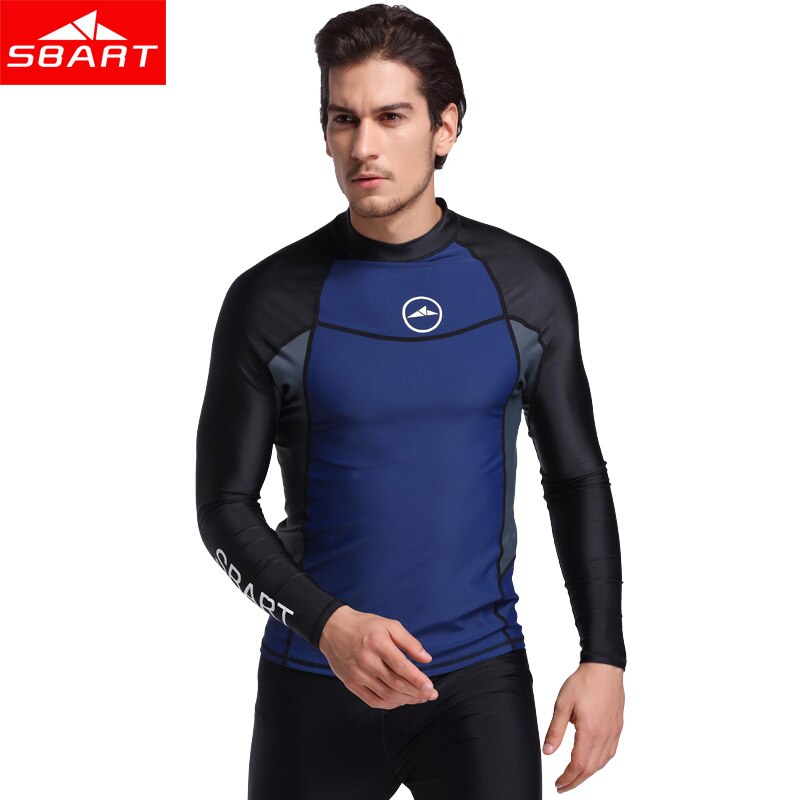 SBART Long Sleeve Men Wetsuit Swimwear Srufing Shirt Lycra Sun Protective Wetsuit Tops Diving Snorkle Swimming Surfing Rashguard: 001 / XXXL