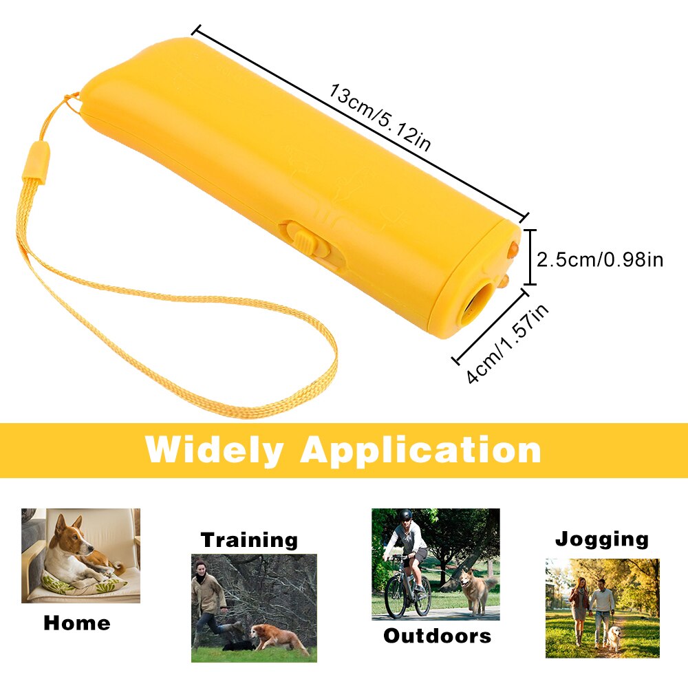 Draagbare hondenverjager anti-blaf hondentrainingsapparaat huisdierentrainer met verlichting ultrasoon 3 in 1 anti-blaf huisdierbenodigdheden