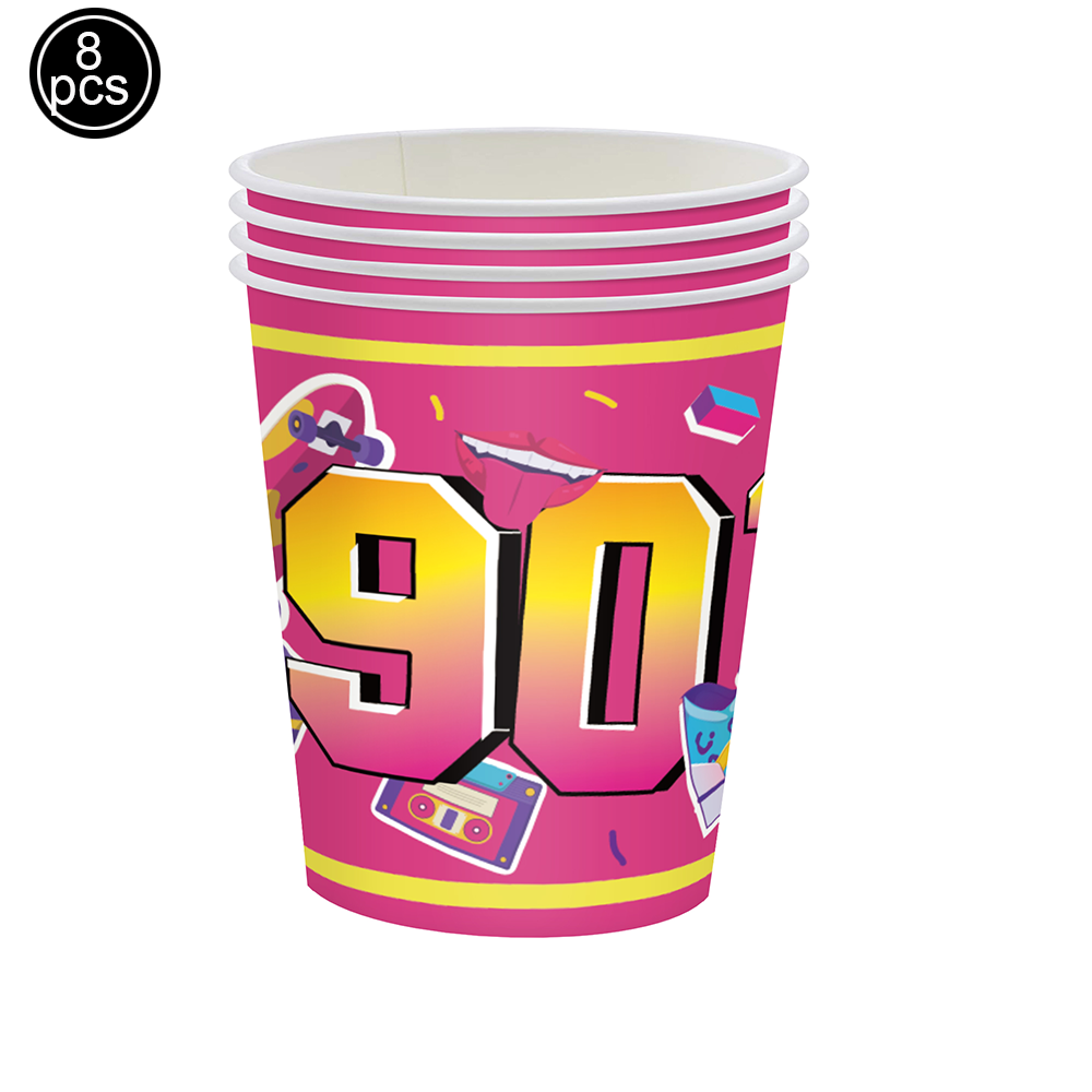 Suministros para fiestas de los 90, platos de papel, servilletas, vasos, cubiertos de plástico, decoraciones de mesa para fiestas temáticas de los años 90, mujeres, hombres y amigos, cumpleaños, 90: Azul cielo