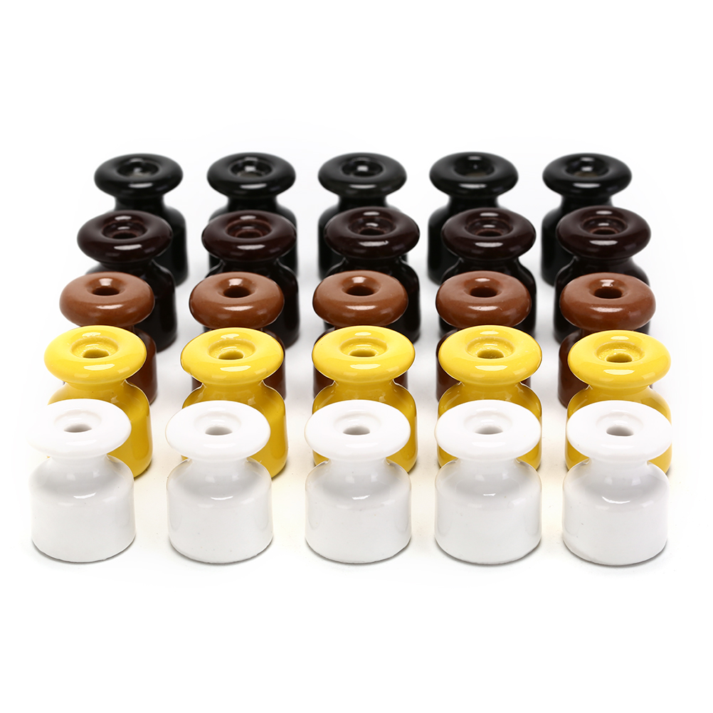 Isolant électrique en porcelaine, pour câblage mural, isolant en céramique haute fréquence, 5 couleurs, 5 pièces/lot