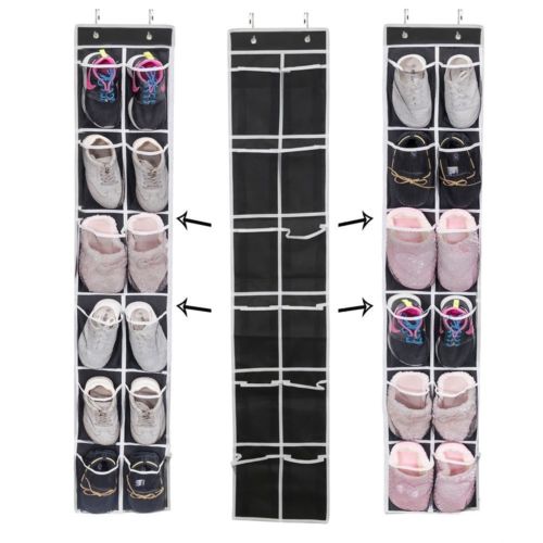 12/24 Pocket Over the Door Shoe Organizer Hanging Organizers Space Saver Rack Hanging Storage Hanger