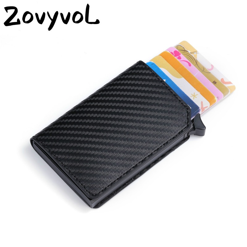 Zovyvol Rfid Pop-Up Clutch Multi Mannen En Vrouwen Unisex Card Case Multi Smart Wallet Carbon Fiber Anti-Diefstal Kaarthouder