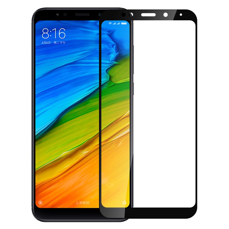 Voor Xiaomi Redmi 5 Plus Glas Screen Protector Volledige Cover Lijm Armor Gehard Glas Voor Xiomi Redmi 5 Redmi5 Beschermende film: Black / For Redmi 5 Plus