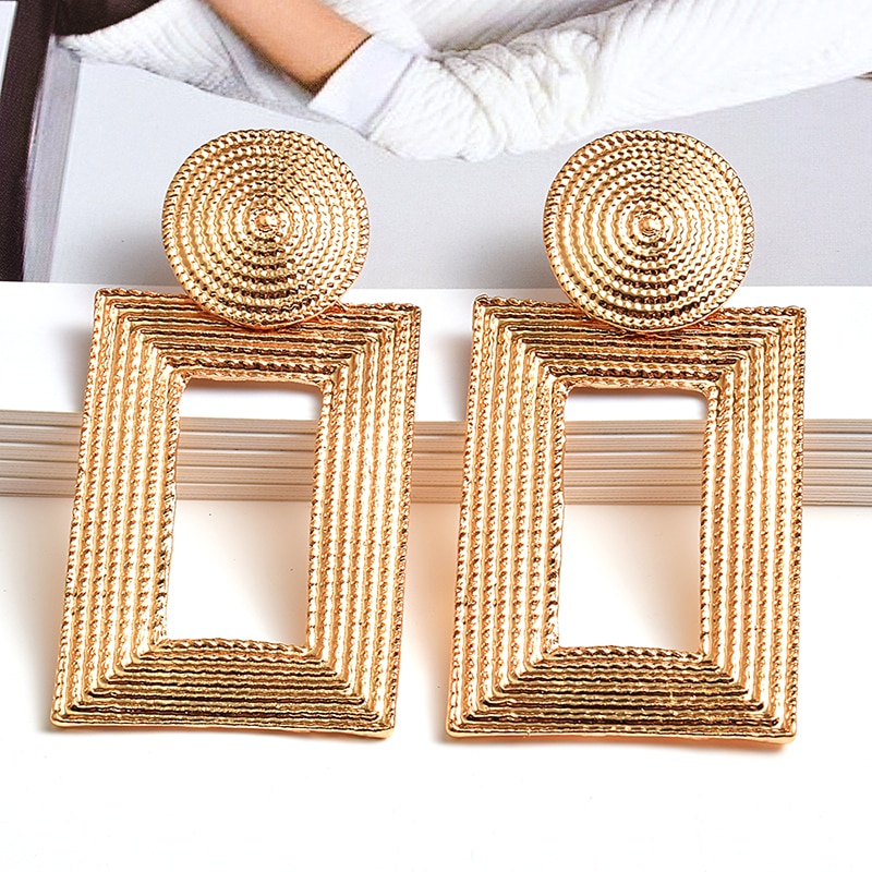 Verkoop Geometrische Gold Metal Dangle Oorbellen Fijne Sieraden Accessoires Voor Vrouwen Trend Pendientes Bijoux