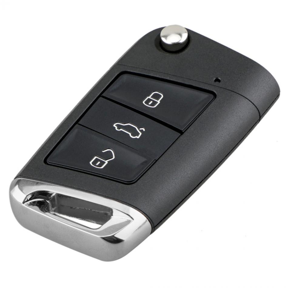Coque intelligente de porte-clé pliable de style de voiture de 3 boutons pour le siège de VW Volkswagen Golf 7 MK7 Skoda Octavia A7