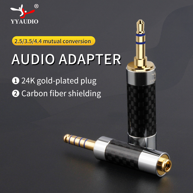 Vergulde hoofdtelefoonaansluiting 2,5 mm 3,5 mm 4,4 mm conversie Audio-adapter Stereo stekker Koolstofvezel audioconnector