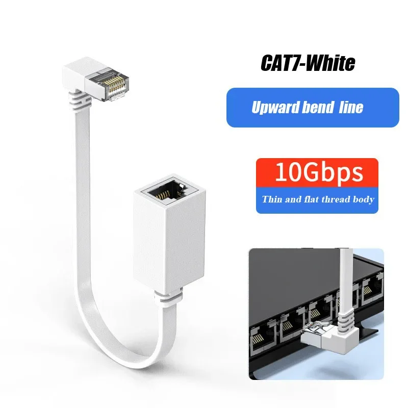 Rj45 nätverkskabelkontakt 90 graders kat 7 rj45 förlängningsledning ultraplatt 10g rätvinklig eblow  rj45 hane till hona-kontakttråd: Mörkgrå / Under 5 st