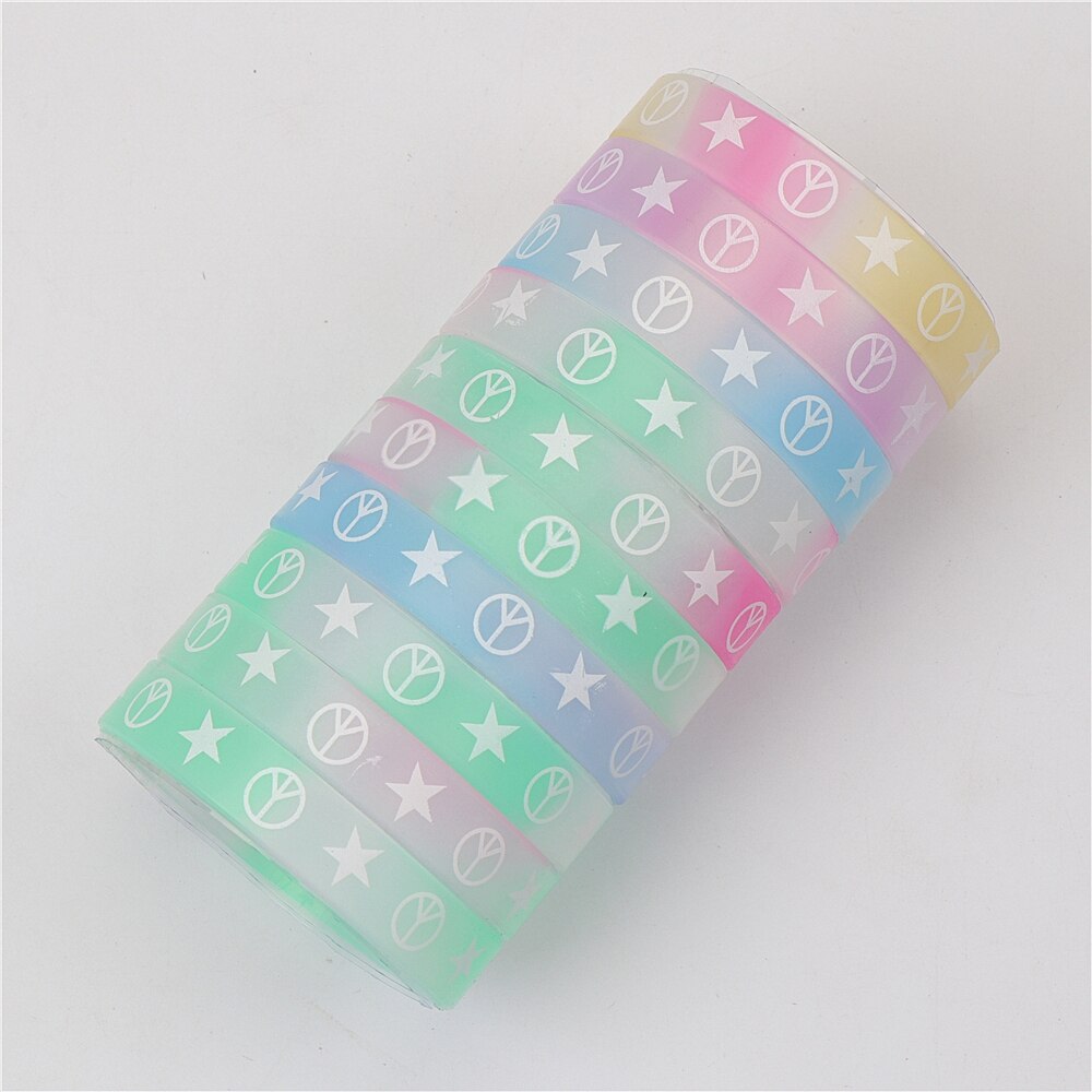 10 pz/lotto moda uomo Silicone bagliore notturno polsino luminoso braccialetti dell'amicizia gioielli per le donne Mix Style Club regali per feste: Peace