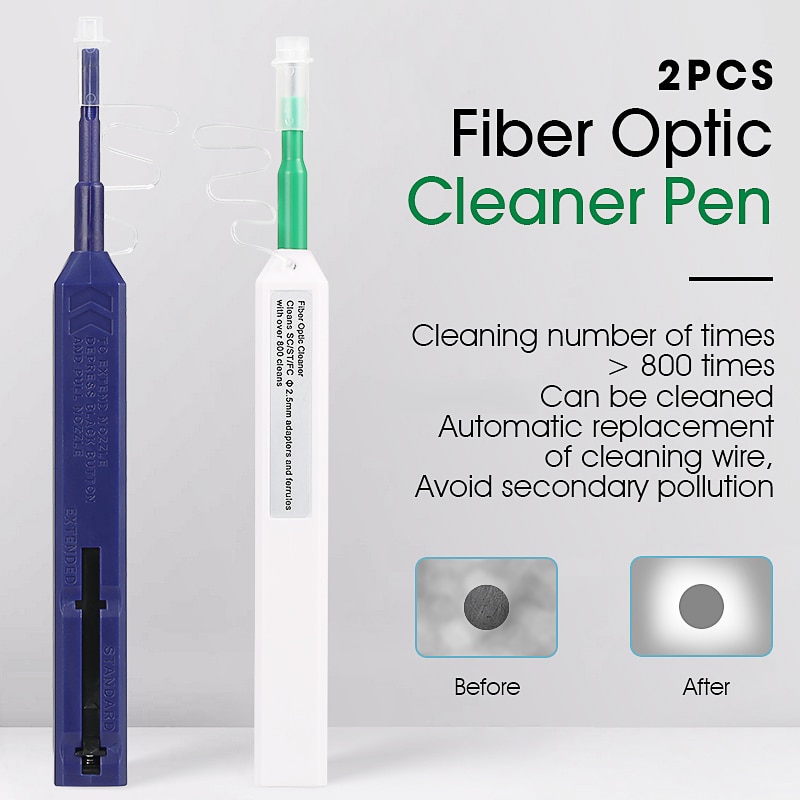 2 Stks/partij Ftth Glasvezel Pen Tool 2.5Mm Lc Mu 1.25Mm Sc Fc St Lc Connector Optische Smart cleaner