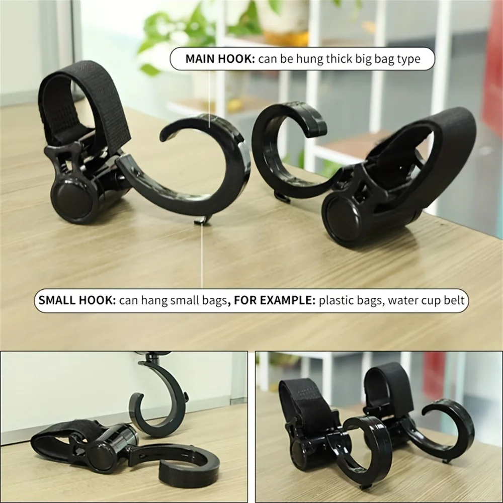 2PCS Gancio per carrozzina Accessori per passeggino Shopping Prop Ganci rotanti a 360 gradi Ganci per passeggino per uscire