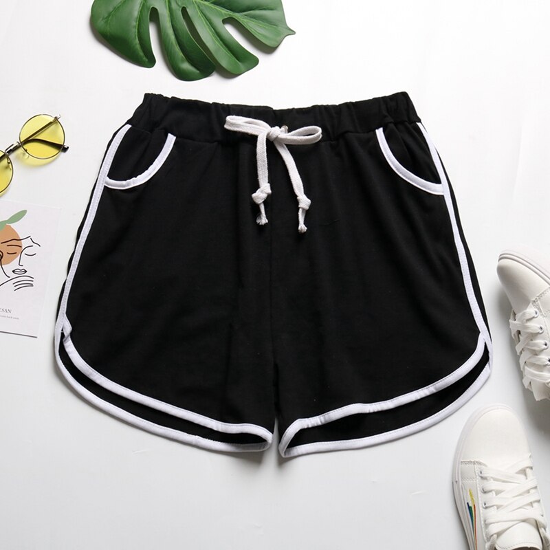 Summer Stripe Shorts Women&#39;s Elastic Waist Home Loose Casual Shorts Beach High Waist Shorts: M