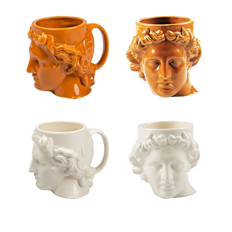 Ceramic Coffee Cup Milk Cup Spain Ancient Greek Apollo David Head Cup Mug Roman Sculpture Cup David Water Cup