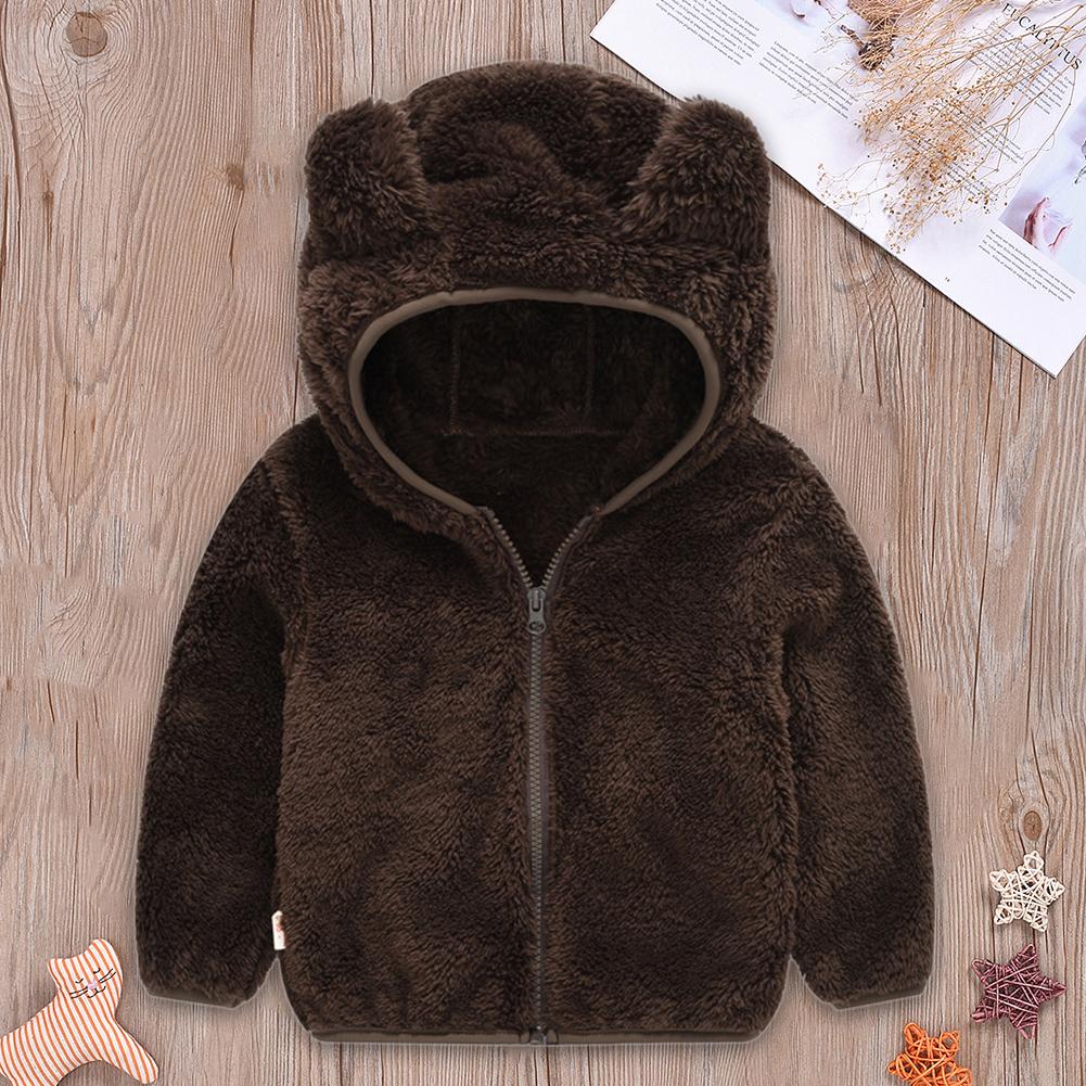 Schattige oren baby kinderjongen meisjes jassen prachtige klassieke textuur delicate winter fleece effen rits hoodies bovenkleding