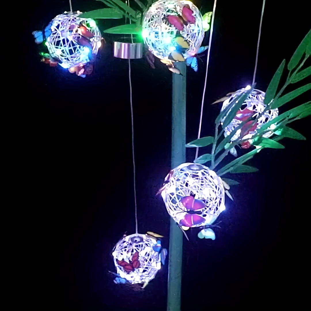 1-delig kleurrijk vlinder zonne-bollicht buitenterras tuin decoratieve hangende boomverlichting sfeerverlichting
