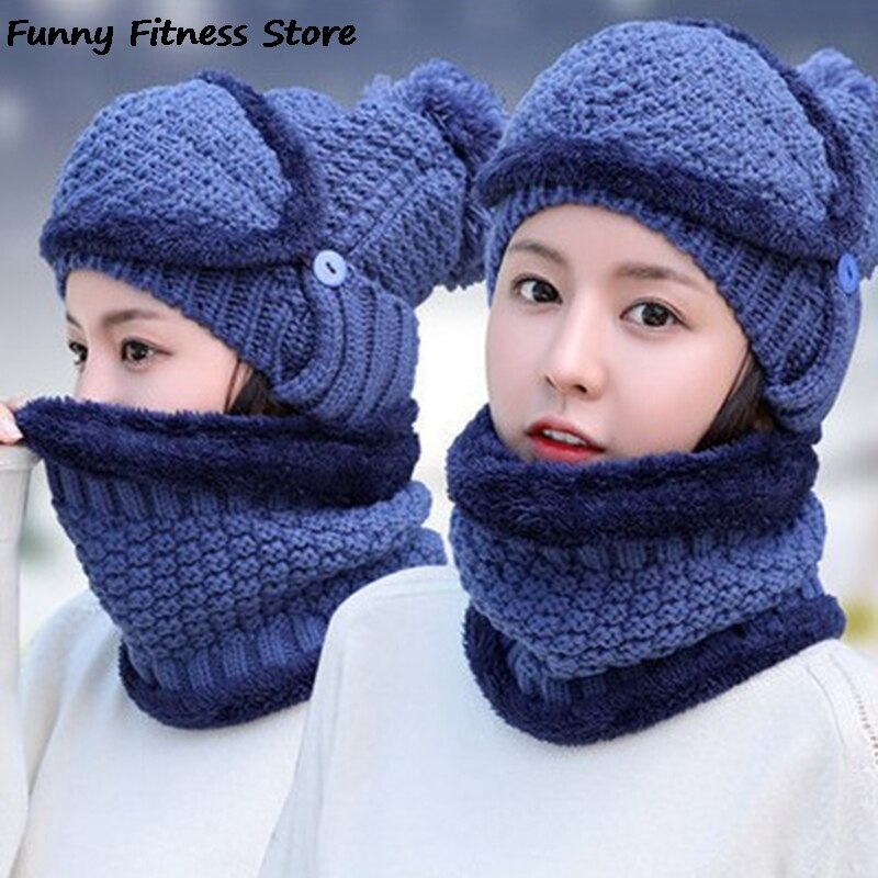 Outdoor Climbing Hat Keep Warm Knitwear Soft Plush Windproof Winter Mountain Hats for Women Men Riding Skiing Skating Bonnet: C