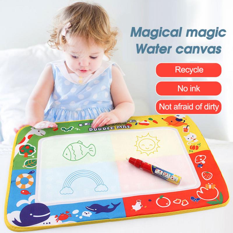 29X19Cm Kids Water Canvas Speelgoed Met Magic Pen Kleurrijke Water Tekentafel Magische Water Tekening Mat Baby leren Tekenen Speelgoed