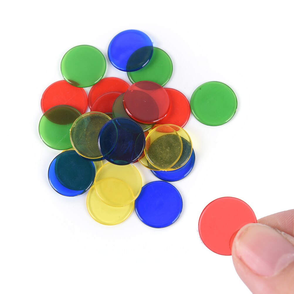 50 stk pro count bingo chips markører til bingo spil kort 1.5cm 4 farver