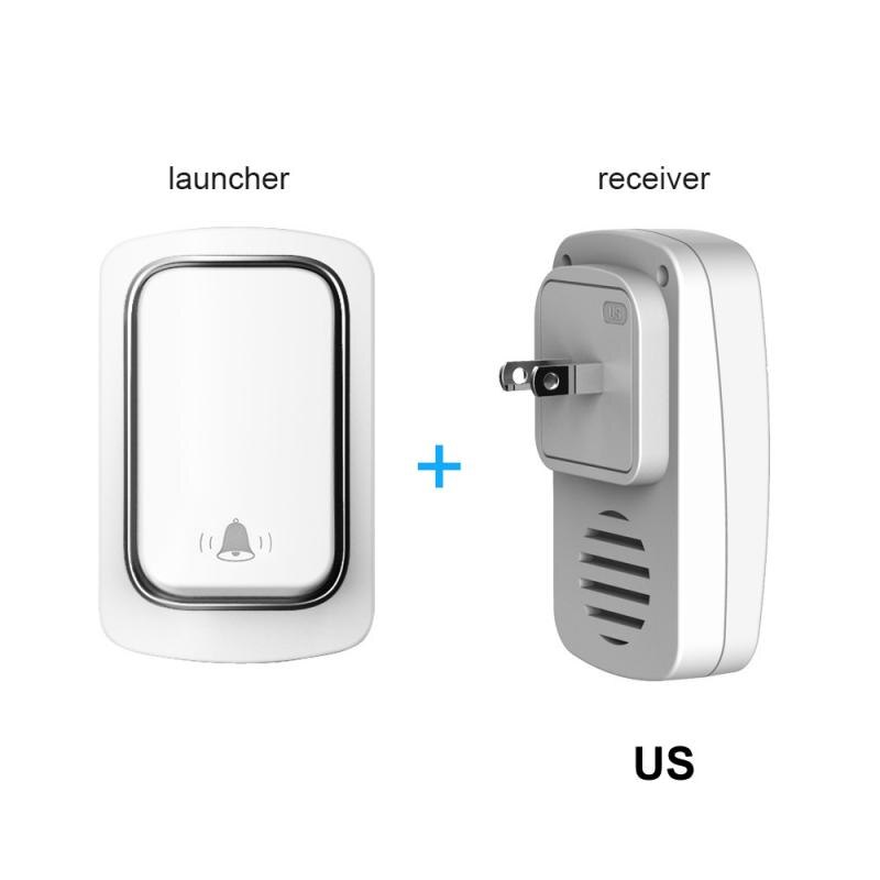 Ring Doorbell Wireless Doorbell No Battery IP68 Waterproof Self-Powered DoorBell Home Cordless Ring Dong Chime Timbre Calling: US White