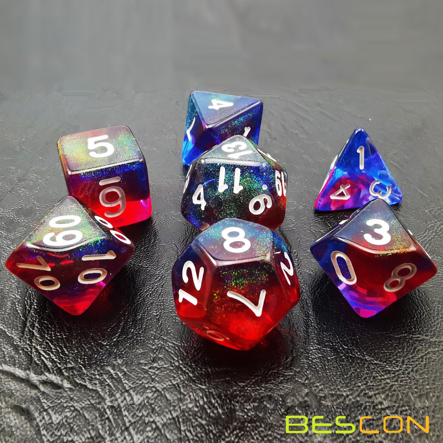 Bescon Moonstone Dice Valor Stone, Polyhedral Dice Set of 7