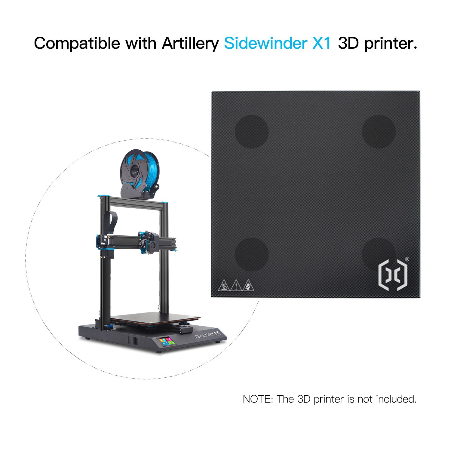 Artillerie 3D Printer Glas Bed Platform Carbon Silicon Crystal Glas Print Bed Bouwen Oppervlak Voor Sidewinder X1/Genius 3D printer: For Sidewinder X1