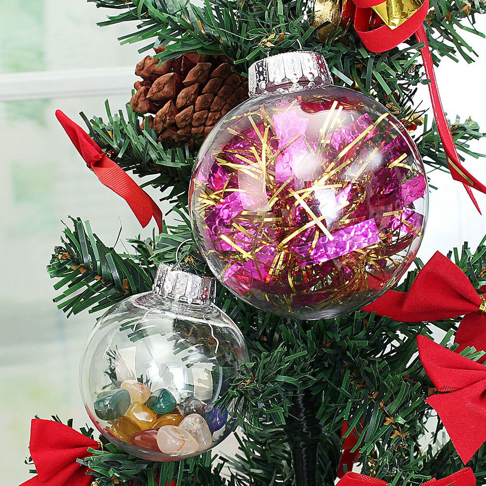 1Pc Christmas Tree Ornaments Transparent Plastic Baubles Balls Hanging Pendant Christmas Decorations navidad
