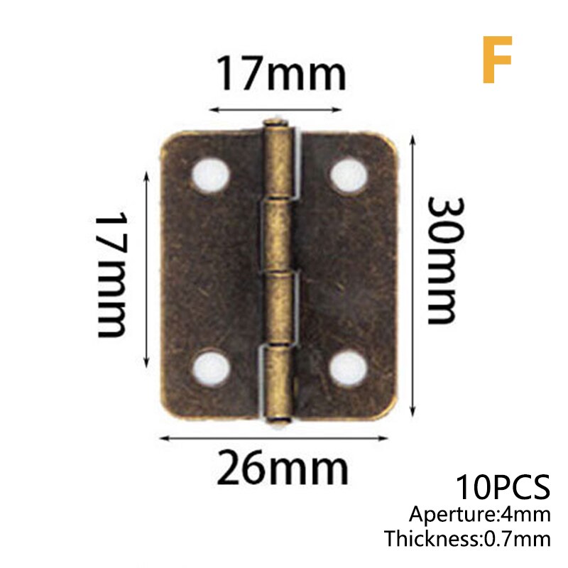10Pcs Mini Metal Hinges Retro Door Hinges Hinge Flat Hinge 180 Degrees Furniture Hinges DIY Crafts Tool: F