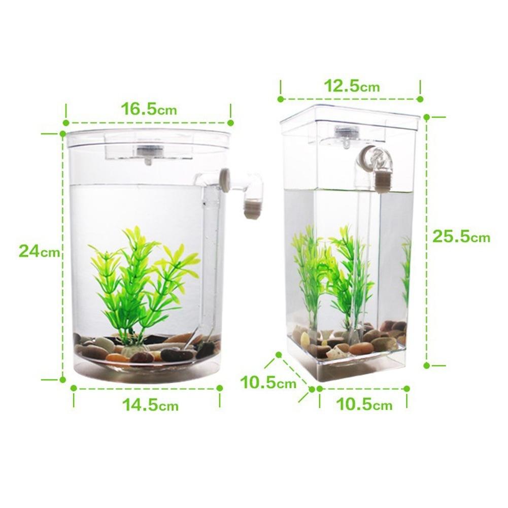 Self Cleaning Plastic Fish Tank Desktop Aquarium Betta Fishbowl for Office Home Decor Pet Accessories Tool