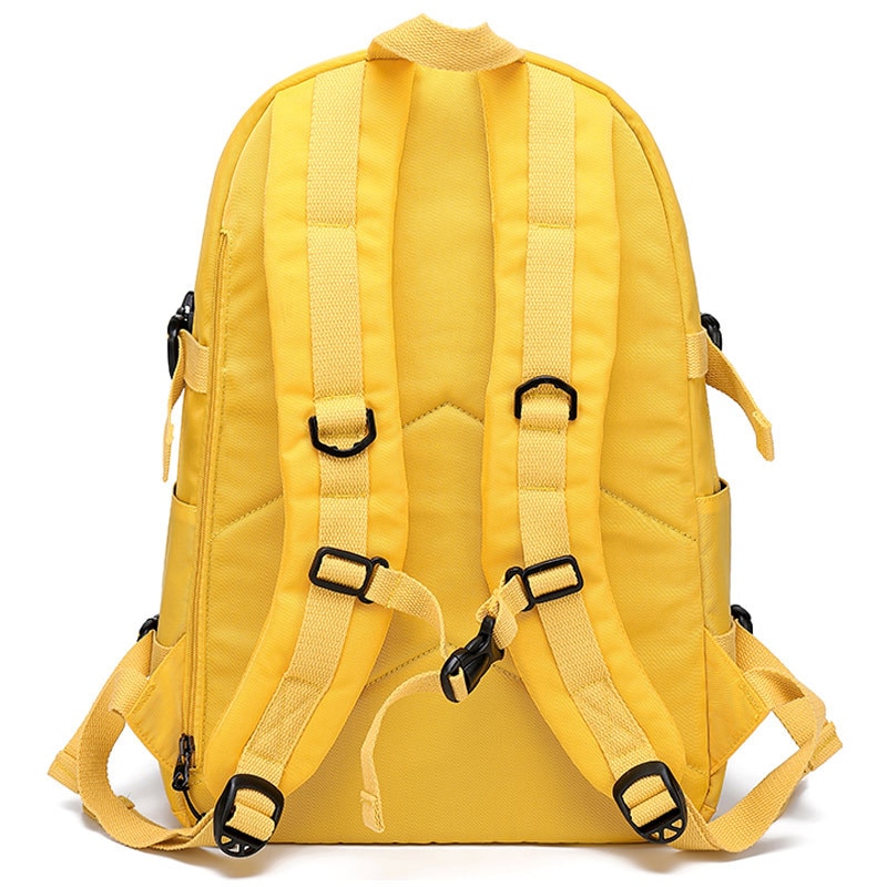 Fengdong-mochila escolar grande para adolescentes, morral impermeable de color amarillo y negro con puerto usb, bolsa para libros