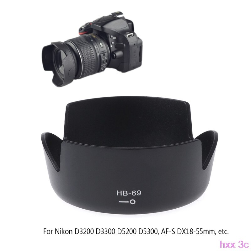 HB-69 Bayonet Mount Camera Lens Hood For Nikon D3200 D3300 D5200 D5300 DX18-55mm