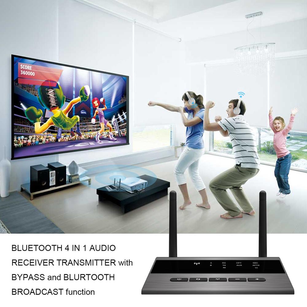 Bluetooth 4 in 1 Audio Receiver Transmitter with Bypass and Bluetooth Broadcast Function Bluetooth Adaptor