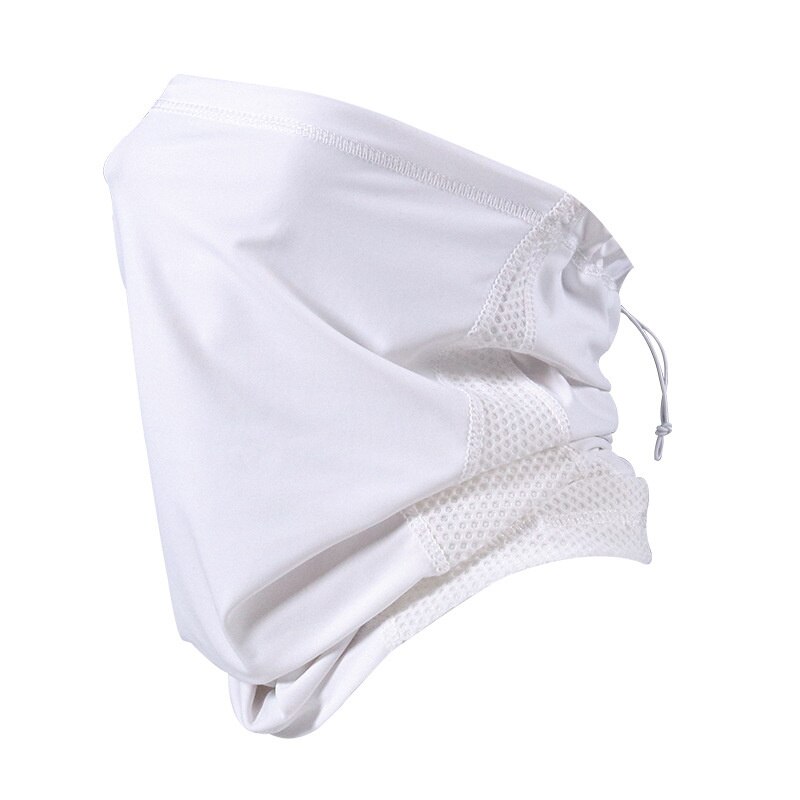 Masque cache-nez à cordon de serrage, cache-nez avec maille respirante pour Sports de plein air d&#39;été, Protection contre la poussière UV: White