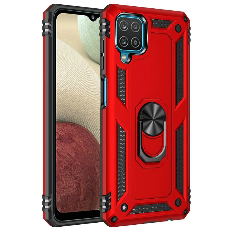 Funda armadura 3D para Samsung Galaxy A12 SM-A125F SM-A125M, carcasa metálica para teléfono móvil: JS RD