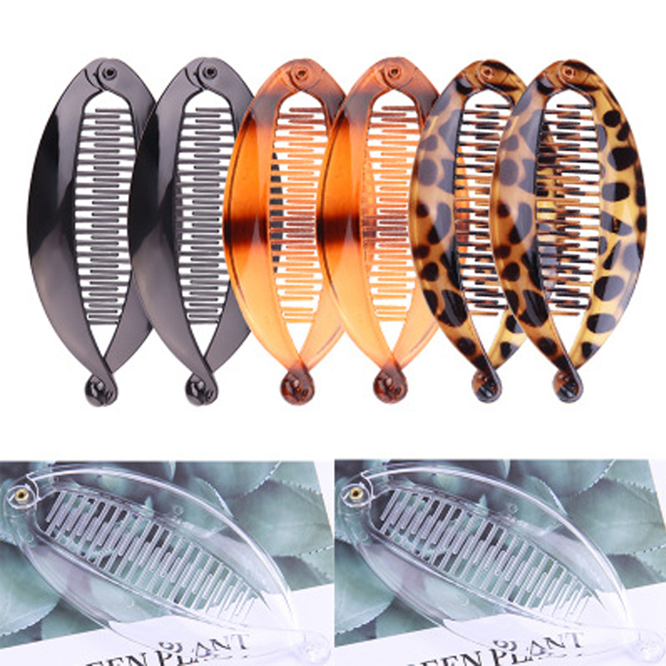 Pince à cheveux banane Vintage, ensemble de pinces à poisson pour filles, Barrettes à griffes de couleur unie, accessoires pour cheveux pour femmes, pince de support queue de cheval: 1-2