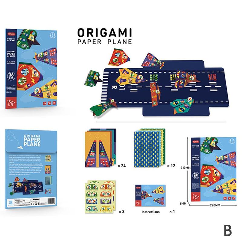 Rompecabezas de dibujos animados para niños, libro de papiroflexia, juguete de arte Hecho A Mano, doble cara, Animal, , patrón de Origami, S5K5: Origami airplane